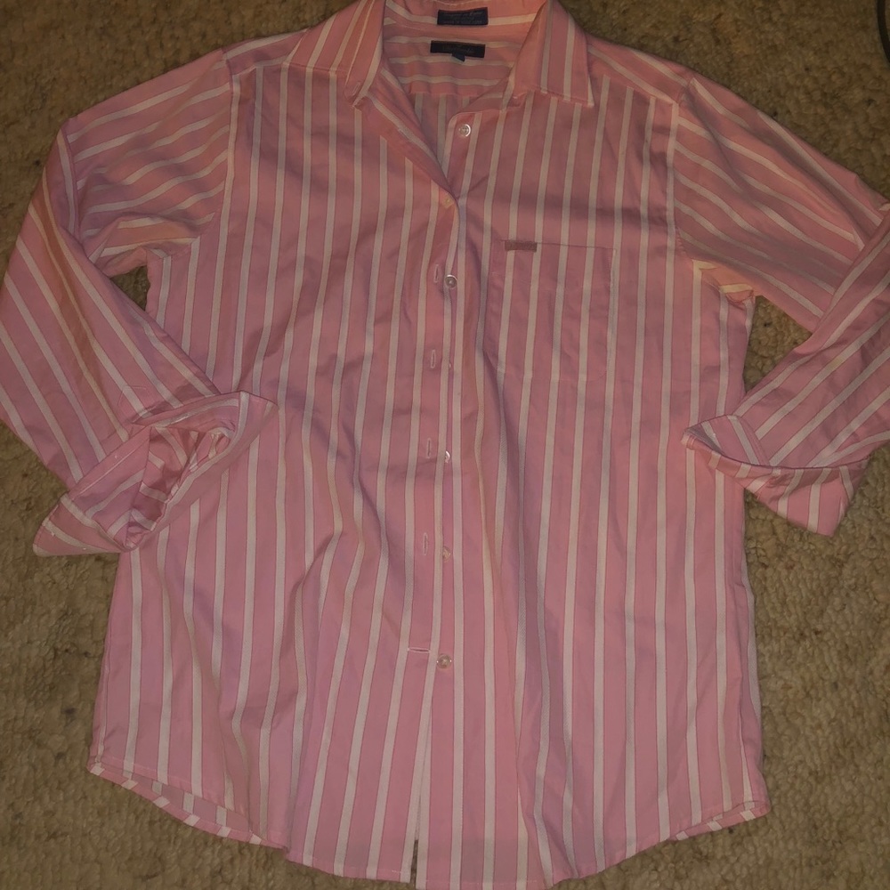 Pink and White Striped Button Down